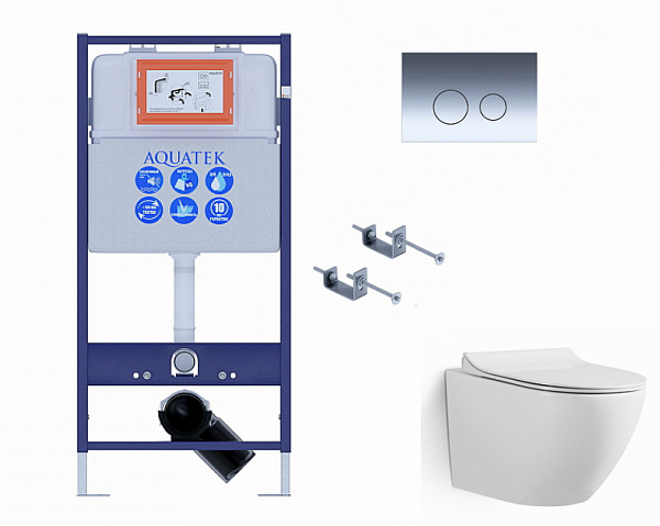 Комплект: Инсталляция Aquatek Standart 51  INS-0000001 и Унитаз подвесной Grossman GR-4455S безободковый с тонкой крышкой  GR-4455S 