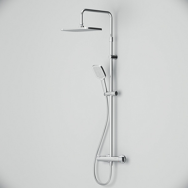 F078F400 Func, душ. система: см-ль д/душа с ТМС, душ.штанга, верхн. душ квадр., ручн.душ, хром