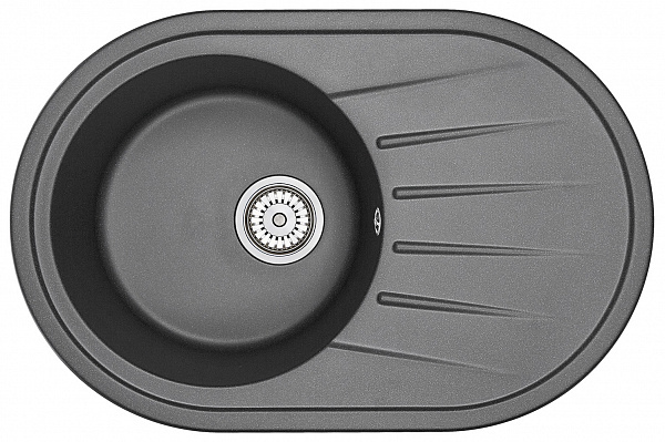 Мойка кухонная Granula овальная кварц 7601, ЧЁРНЫЙ