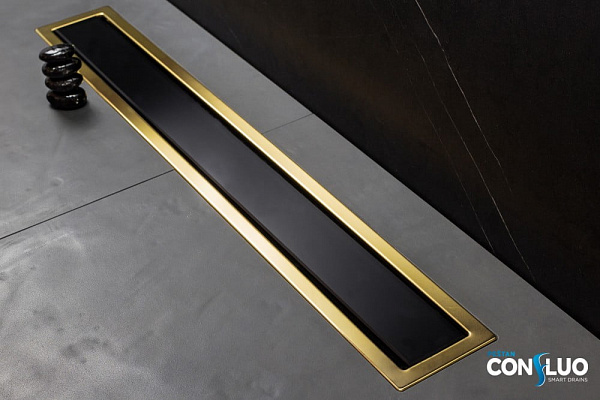 Душевой лоток Pestan Confluo Premium Line 550 Black Glass Gold