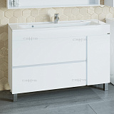 Тумба под раковину Санта Марс 120 см, 700254, 2 ящика, 1 дверь, напольная, белый ум.SIRIUS 120 литой мрамор)