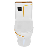 Унитаз -моноблок EY-9001G, сиденье с микролифтом, белый/золото