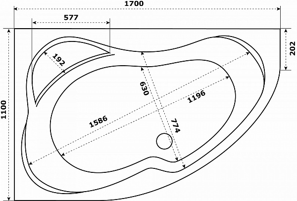 Ванна акриловая Azario Микона 170х110 левая