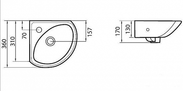 Раковина угловая Sanita Luxe Веер 30 VERSAWB01