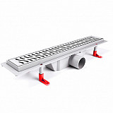 Водоотводящий пластиковый желоб AZARIO D40 (боковой слив) c рамкой из нерж.стали, с решеткой Harmony 650 мм