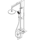 F0785A522 X-Joy, душ.система:  см-ль д/ванны/душа с ТМС, душ.штанга,верхний душ 220мм, ручн душ,черн