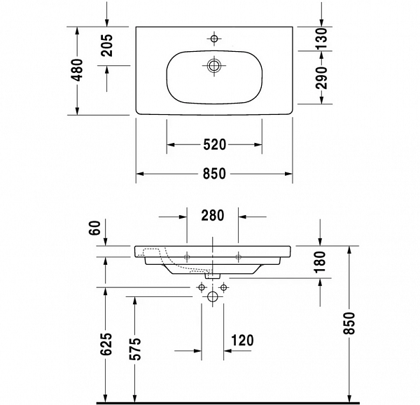 Раковина Duravit D-code 03428500002