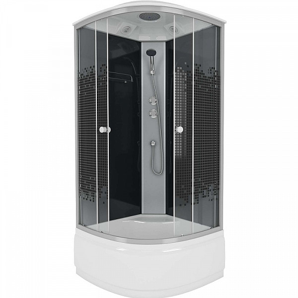 Душ.каб. NG-7509-14BLACK (1000х1000х2150) высокий поддон(40см) стекло МОЗАИКА 4 места