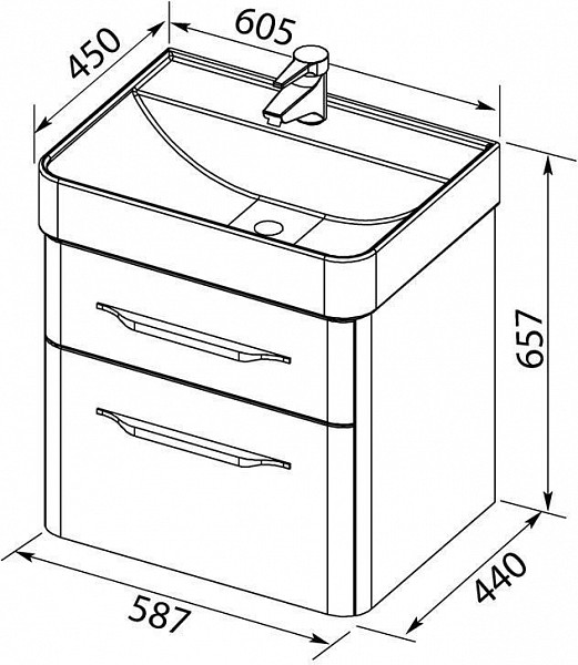 Тумба под раковину Aquanet Виченца 60 белый 00196252