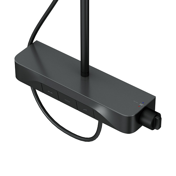 F078F222 Func, душ. система: см-ль-полка д/душа с ТМС: душ.штанга, верхн. душ квадр., ручн.душ, черн