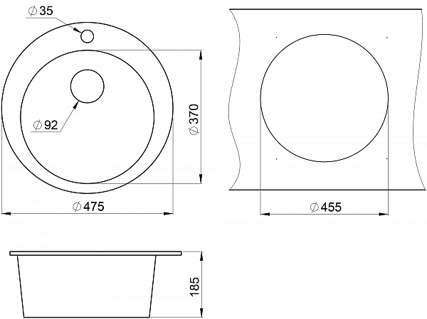 Мойка кухонная Granula круглая кварц 4801, ПЕСОК