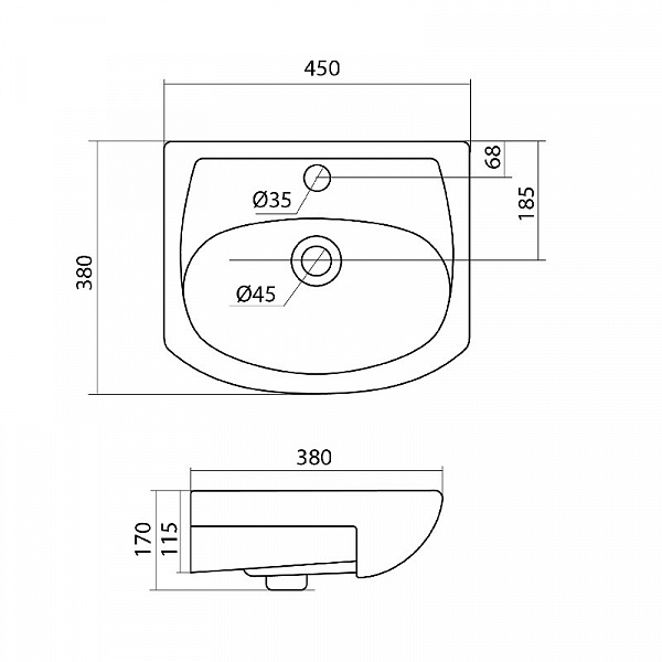 Полукруглая раковина Santek Азов 45 1WH112449