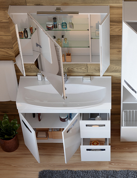 Тумба под раковину VIGO Plaza 100 см tn.PLA.MIR.100.2D.2Y