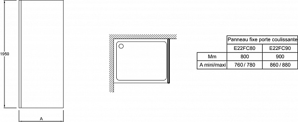 Душевая стенка Jacob Delafon Contra 90х195 см E22FC90-GA