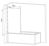 W90BS-080-140CM Gem шторка на борт ванны 80х140, фиксированная, хром, стекло матовое, с пристенным к