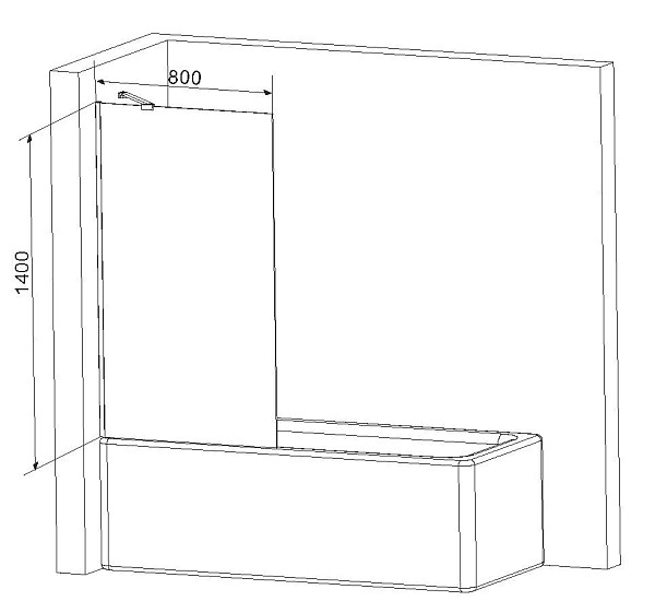 W90BS-080-140CM Gem шторка на борт ванны 80х140, фиксированная, хром, стекло матовое, с пристенным к