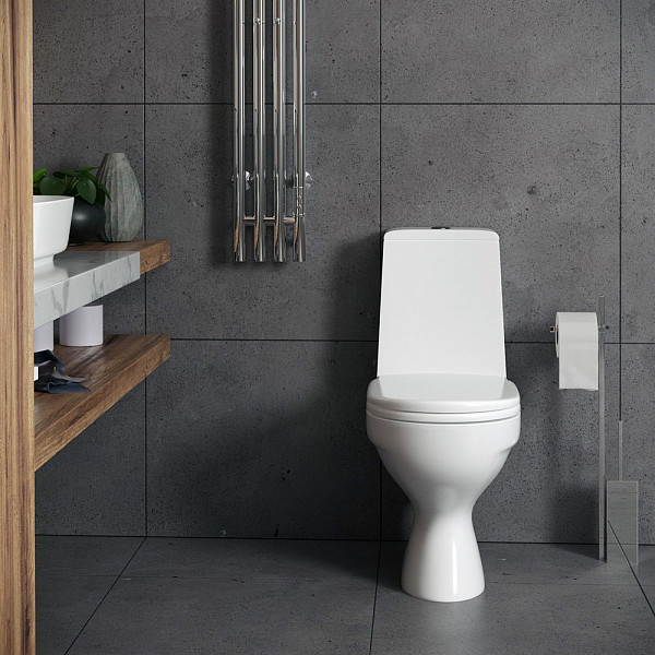 ARINGA Рио Унитаз-компакт, двухрежимная арматура Оливера, сиденье термопласт с микролифтом, белый