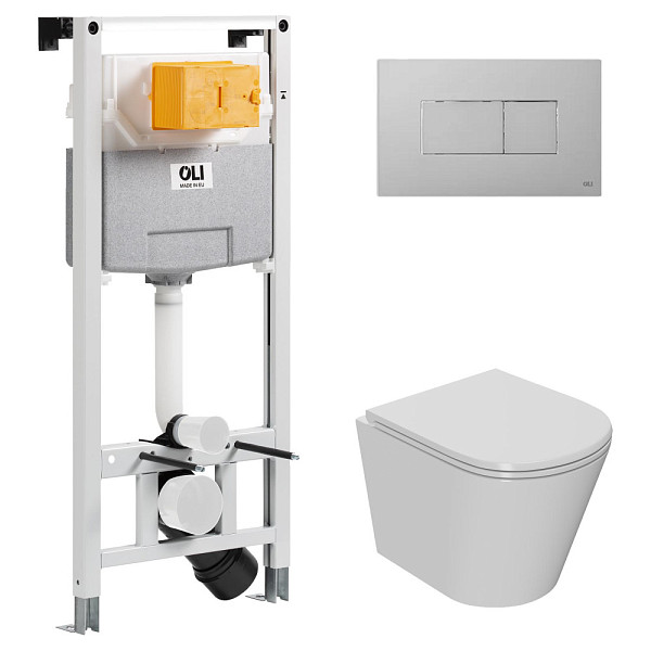 Сет: OLI 120 ECO Sanitarblock pneumatic+Панель KARISMA, хр. мат. + Унитаз Point Виктория PN41061