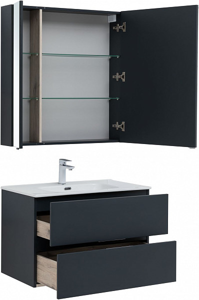 Мебель для ванной Aquanet Алвита New 80 2 ящика, антрацит 00274200