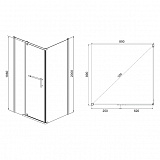 Душевое ограждение Mirsant без поддона Arena Square 90 квадратная, прозрачное стекло 900Х900Х2000 ММ 