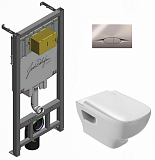 Комплект Jacob Delafon с инсталляцией E29025-NF кнопка смыва E29027-CP хром и унитазом Struktura EDE102-00 крышка-сиденье Struktura E70024-00 микролифт