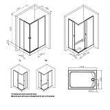 W94G-403-12080-MТ Душевое ограждение X-Joy Square Slide 120х80, мат хром, прозрачное
