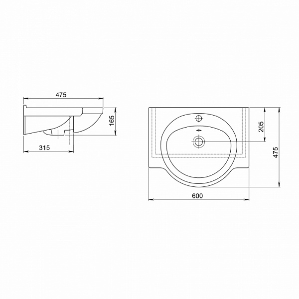 Мебельная раковина Сатурн 60 Санта