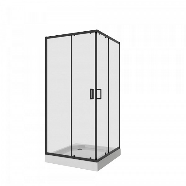 Душ. ограждение Niagara NG-6808-08 BLACK (90*90*190) квадрат, двери раздвижные, 1 место