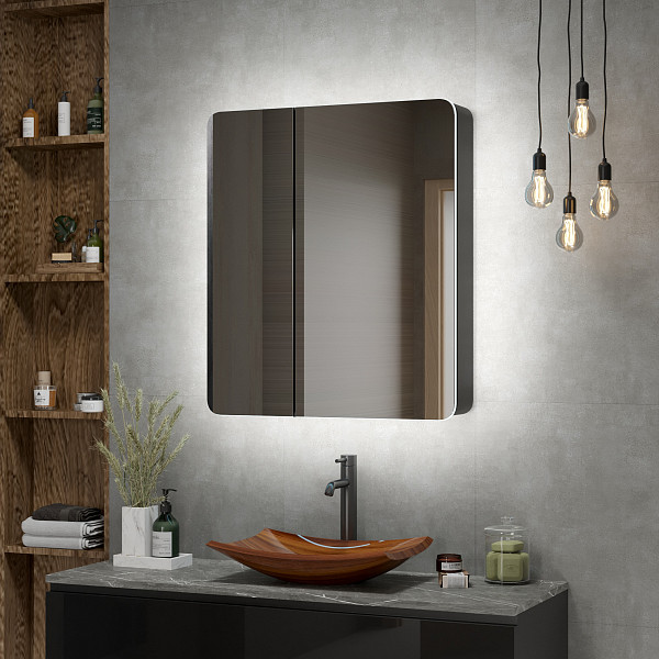 Зеркало-шкаф Континент "Eltoro black LED" 760х850