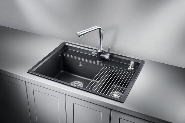 Мойка кухонная Granula прямоугольная кварц 7302, ШВАРЦ