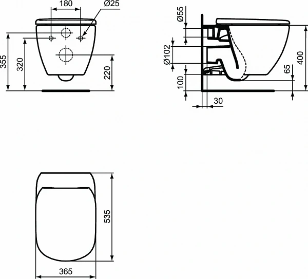 Унитаз подвесной Ideal Standard Tesi T0079V1