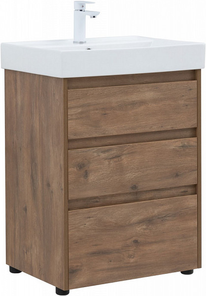 Тумба под раковину Aquanet Nova Lite 60 дуб рустикальный (3 ящика) 00302471