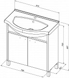 Тумба под раковину Aquanet Донна 80 белый дуб/белый (2 дверцы) 00274170
