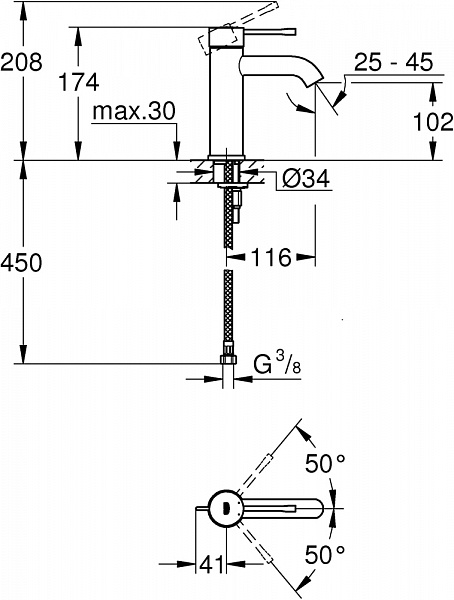 Смеситель для раковины Grohe Essence New 23590001