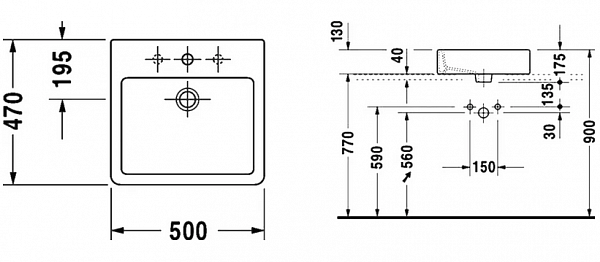 Раковина Duravit Vero 0452500000 50 см