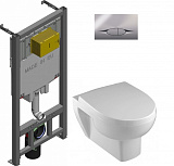 Комплект унитаз подвесной Jacob Delafon Odeon Up с инсталляцией, крышкой-сиденьем и клавишей смыва