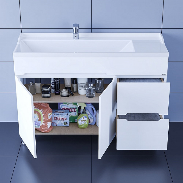 Тумба для умывальника напольная "Лондон 120" 2 ящика (для умывальника Сириус 120) Санта