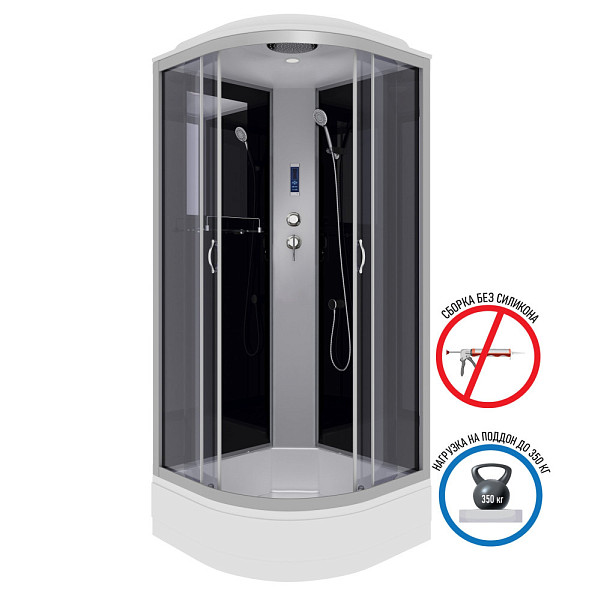 Душ.каб. NG-3503-14P (800х800х2150) средний поддон(26см) стекло ТОНИРОВАННОЕ 4 места