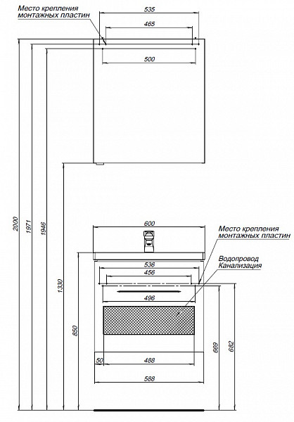 Тумба с раковиной Aquanet Порто 60 белый 00212576