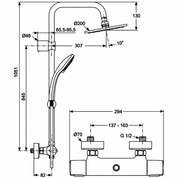 Душевая стойка Ideal Standard Ideal Duo A5686AA
