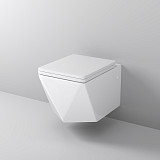 Унитаз GR-4481 Cristal (520*360*350) подвесной БЕЗОБОДКОВЫЙ с толстой крышкой