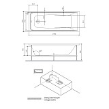 W90A-170-070W-A1 Gem, ванна акриловая A1 170x70см