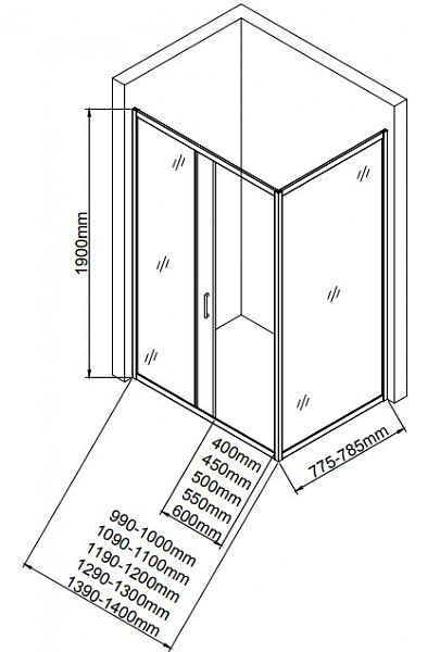 Душевая дверь Aquanet SD-1000A 100, прозрачное стекло SD-1000A