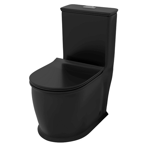 Унитаз GR-4492BMS Retro (670*350*825) ЧЕРНЫЙ МАТОВЫЙ напольный БЕЗОБОДКОВЫЙ с тонкой крышкой,1 место