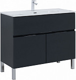 Тумба под раковину Aquanet Алвита New 100 1 ящик, 2 дверцы, антрацит 00277555