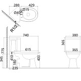 Унитаз - компакт угловой Creo Ceramique PROJECT 380х740х755, микролифт, белый