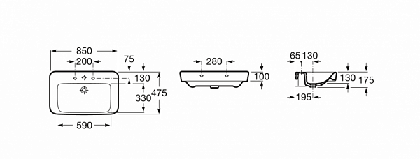 Раковина Roca Dama Senso Square 85 32751N000