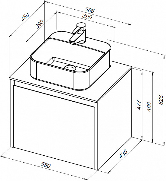 Тумба под раковину Aquanet Nova Lite 60 дуб рустикальный (1 ящик) 00249511