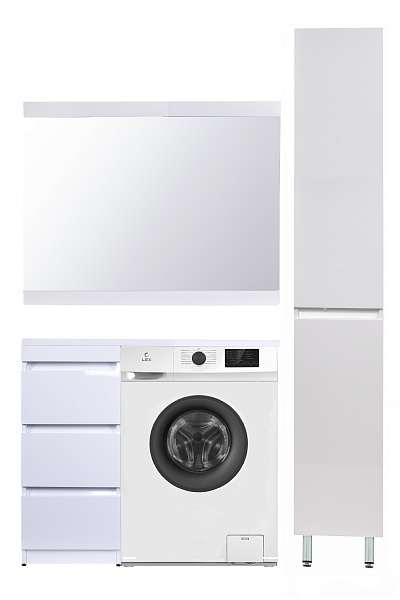 Тумба напольная "Даллас 100" (3 ящ.) Люкс белая, под раковину, PLUS