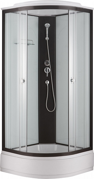 Душ.каб. NG-6703-14 (800х800х2150) низкий поддон(26см) стекло ПРОЗРАЧНОЕ черные профиля 4 места